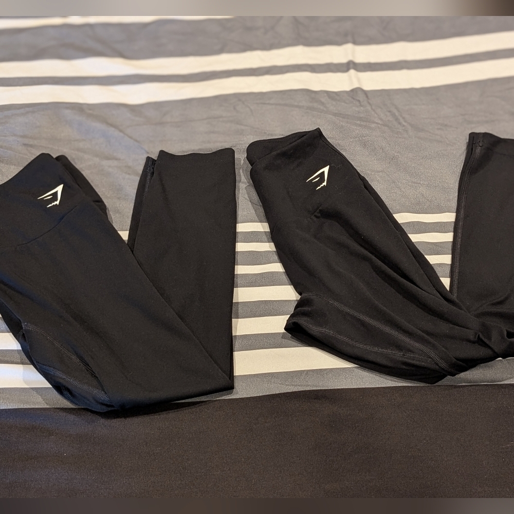 2 Gymshark Black Seamless Leggings Womens Pull On Stretch Size XS